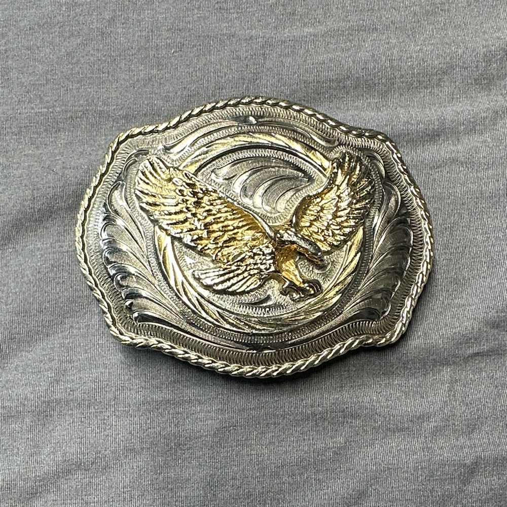 Silver and Gold Eagle Belt Buckle